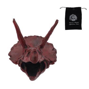 Imagem de Apito da morte asteca, som humano autêntico grita apito de guerra com bolsa de cordão para o Dia das Bruxas símbolo de coragem de aventura (estilo terossauro)