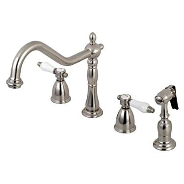 Imagem de Kingston Brass KB1798BPLBS Bel Air torneira de cozinha com pulverizador de latão, 20,3 cm a 40,6 cm, níquel escovado