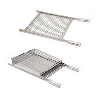 Imagem de Grelha Picanheira Argentina Parrilha 45x40 + Grelha Tela Moeda Inox 43