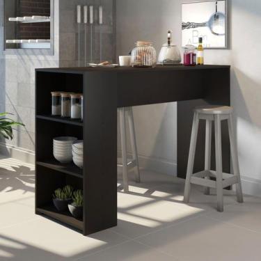 Imagem de Bancada para Cozinha Americana Gourmet 136x93x50cm Preto - Soluzione M