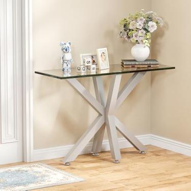 Imagem de sumatos Base de mesa de console de metal 76 cm, pernas de mesa modernas para mármore, vidro, tampo de madeira, pernas de mesa de sofá resistente para corredor, entrada, sala de estar, escritório 89 cm