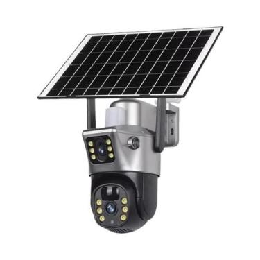 Imagem de Câmera IP Solar Sem Fio 4K Com Lente Dupla, Tela Dupla, À Prova D'água