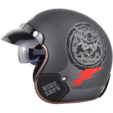 Imagem de Capacete Aberto Motocicleta M Persolized E Retro Motocicleta Capacete Meio Aberto Com Máscara, CC09, L/59-60cm