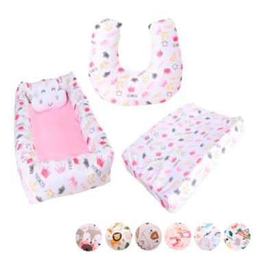 Imagem de Kit Ninho Redutor Quadrado + Almofada de Amamentação Sublimada + Trocador Anatômico Menino e Menina(PRINCESS)