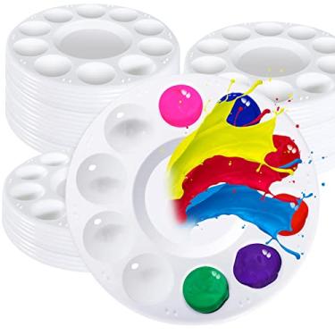 Imagem de 40Pcs Paint Tray Palettes,Plastic Paint Pallets,Round Paint Pallet for Kid & Students,White Paint Palette with 10 Wells for Art Class,DIY Craft,School Project,Painting Party