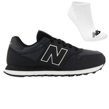 Imagem de Kit Tênis New Balance 500 V2 Masculino e Meia, 40, Preto, Branco, Masc