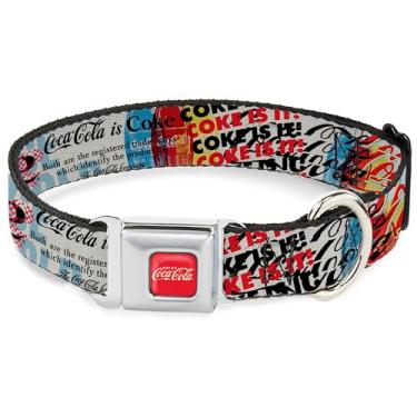 Imagem de Coleira para animais de estimação The Coca-Cola Company, coleira de cachorro, fivela de cinto de segurança de metal, colagem de arte pop, multicor, 38 a 61 cm de largura