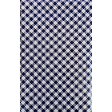 Imagem de Summer Fun (Elrene) Gingham Bias Toalha de mesa pequena de flanela de vinil xadrez (azul, 152 cm redonda)
