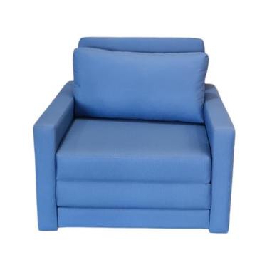 Imagem de Poltrona Cama Solteiro Tecido Acquablock - 4R Estofados, Azul