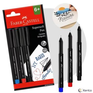 Imagem de Caneta Supersoft Ponta Porosa Fine 1.0mm Kit 3 Cores Faber Castell par