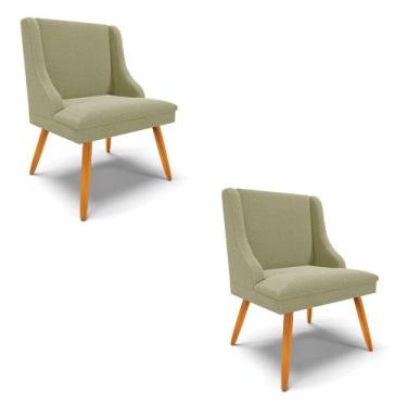 Imagem de Cadeira Sala de Jantar Pé Palito Castanho kit 2 Liz Bouclê Pistache D0