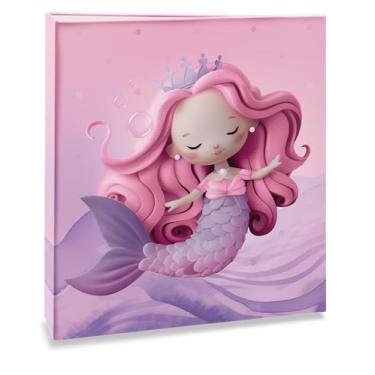Imagem de Álbum de fotos Ical, encadernação fichário, para 100 fotos 15x21cm - envelope plástico branco - linha Infantil - modelo sereia - 196