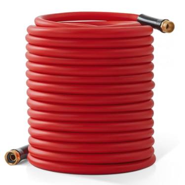 Imagem de Mangueira de jardim 61 m x 5/20.3 cm Mangueira de água resistente quente/fria, -45.6 °C a 87.8 °C, mangueiras de borracha flexíveis de 600psi, acessórios sólidos de 0,9 cm para gramado e jardim ao ar
