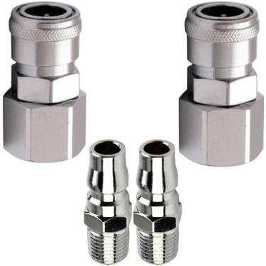 Imagem de Kit 2 engate rapido fêmea rosca 1/2 e pino 1/4 ar comprimido - AKME