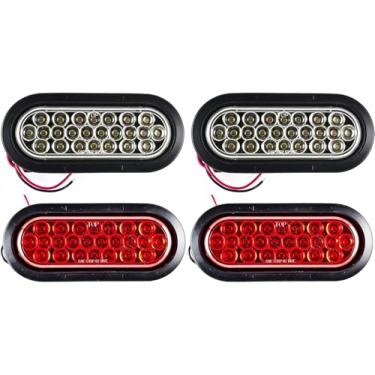 Imagem de [TODAS AS PEÇAS DE TRUCK STAR] 2 LEDs vermelhos/2 brancos, ovais de 15 cm, 24 lâmpadas de reboque de LED [Certificado DOT] [Ilhós e plugues incluídos] [IP67 à prova d'água] freio para freio e luzes de reboque reversas, caminhão RV Jeep