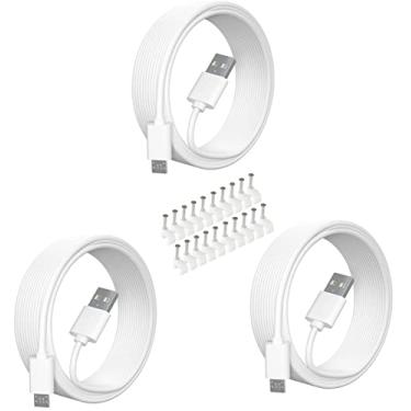 Imagem de SIOCEN Pacote com 3 cabos de extensão micro USB de 16,4 m para Wyze Cam V3, WyzeCam Pan, Yi Camera, Oculus Go, Eufy, Echo Dot Kid Edition, Nest Cam, Netvue, Blink, Furbo Dog, Kasa, Cabo de