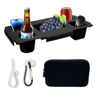 Imagem de Bandeja Porta-Copos para Bolsa de Praia,Tabuleiro Porta-Copos para Lanches de Sacola de Praia | Organizador Com Fixacao Segura E Suporte Para Telemovel Para Atividades Externas E Familiares