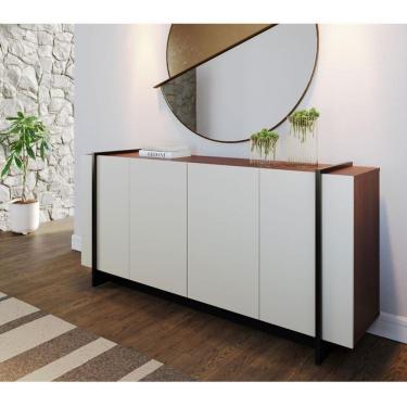 Imagem de Aparador Para Sala Buffet Ambiente Copacabana Off White Nogueira Real Preto Acetinado C...