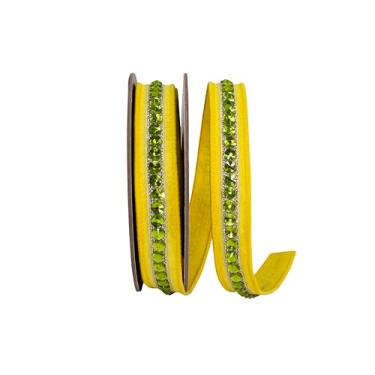 Imagem de Reliant Ribbon Fita de borda com fio Dupioni Deluxe com strass, amarelo/limão