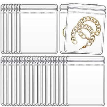 Imagem de 100 peças organizador de joias antioxidante, saco plástico autovedante de PVC transparente, bolsa de plástico com bloqueio antioxidante transparente com zíper (8 x 12 cm)
