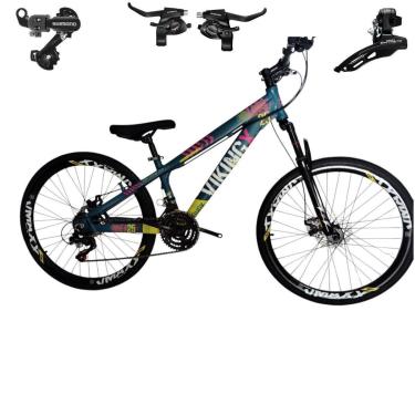 Imagem de Bicicleta 26 VikingX Tuff25 21v  Aluminio Trocadores Shimano Freeride Disco Mecânico Pneu Slick 1.50-Unissex
