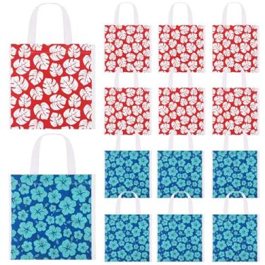 Imagem de Joottuan 24 peças de sacos de presente de festa de desenho animado de hibisco, saco reutilizável Havaí, saco de doces não tecido com alça para aniversário, chá de bebê, suprimentos de festa