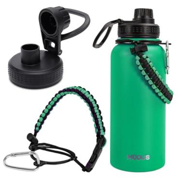 Imagem de Garrafa Térmica De Água Isolada 1000ml Quente & Frio De Aço Inox Com Alça (Verde Escuro)