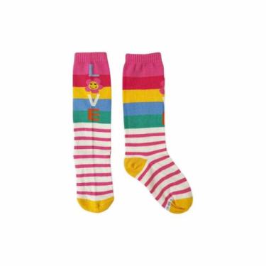 Imagem de Meia Infantil 3/4 Love Flower Listras Rosa Cantarola, 30-34