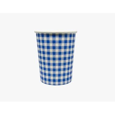 Imagem de Kit 32 Copos de Papel Xadrez Festa Junina 200ml Copo para Quentão Copo Xadrez Quermesse Decoração Festa Fazendinha(AZUL)