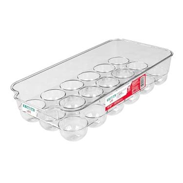 Imagem de Ordene - Bandeja Plástica Clear com Tampa para 18 ovos na Cor Cristal, Linha Utti