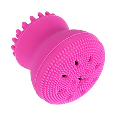 Imagem de KIMISS Pincel de Limpeza de Rosto - Ferramenta de Lavagem de Polvo de água -viva para Esfoliar para Limpeza e Massagem Profunda Escova Facial Verde de Silicone para Remoção Eficaz de Maquiagem e Absorção de Cuidados Com a Pele (Rose Red)