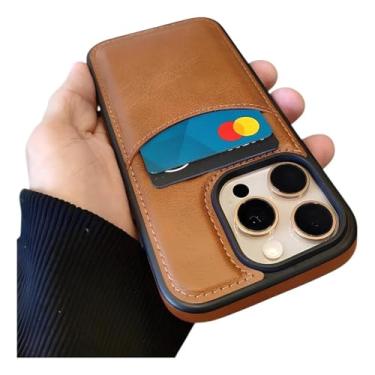 Imagem de Capinha porta cartão marrom em couro plutônio para iphone 16 pro max