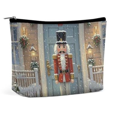 Imagem de ADASGHBY Bolsa de cosméticos pequena portátil fofa bolsa de maquiagem estilo retrô coelho impermeável bolsa de higiene pessoal para mulheres, Quebra-nozes vintage, One size