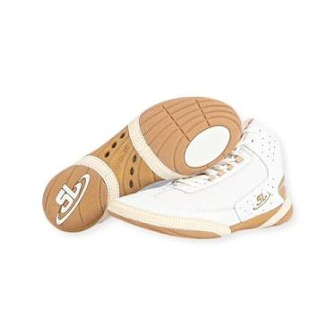 Imagem de ScrapLife | Ascend One Bo Nickal Signature Model Youth Wrestling Shoes | Branco e dourado, Branco/Ouro, 4.5 Big Kid