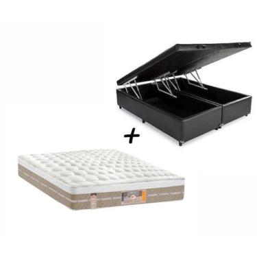 Imagem de Box Baú King Preto e Colchão Castor King Silver Star Mola Pocket Air O