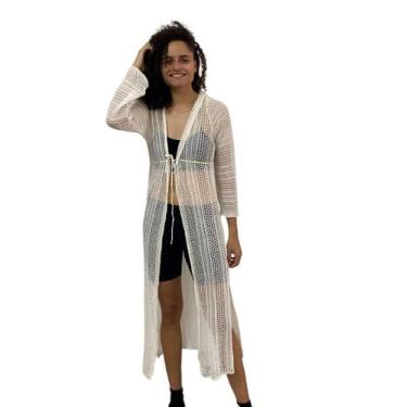 Imagem de Saída De Praia Femininas Longa Renda Tricot  Moda Verão 425 - Deeyaa, 