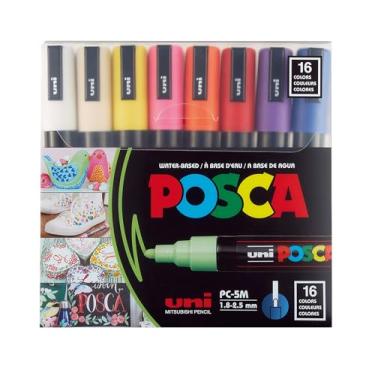 Imagem de Posca Caneta marcador de tinta - PC-5M extrafina 1,8-2,5 mm, 16 cores