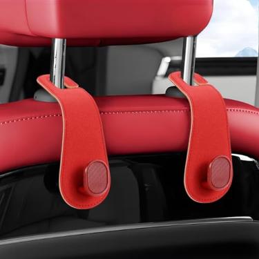 Imagem de Hovom 2 peças de gancho de encosto de cabeça para assento de carro, ganchos de bolsa para carros, cabide de couro para bolsa de compras, bolsa de mão, guarda-chuva, suporte de apoio de cabeça