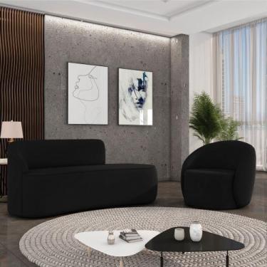 Imagem de Sofá 2 Lugares Orgânico 140cm Morgan e Poltrona Lua Veludo D03 - D'Ros