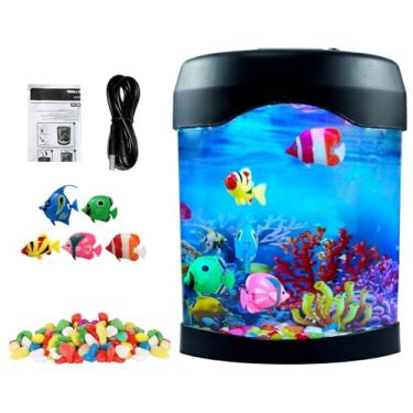 Imagem de Luminária de peixe falso, mini luz de aquário com 6 mudanças de cores, luminária de mesa de 5 peixes falsos, estética, segurança e humanização, decoração para festa de escritório em casa, ótimos