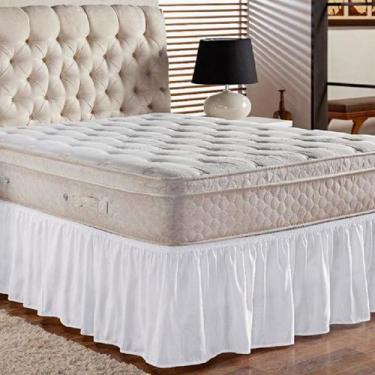 Imagem de Saia Box Cama Casal e Queen com 1 Elástico Ajustável Babado 1 Peça - A
