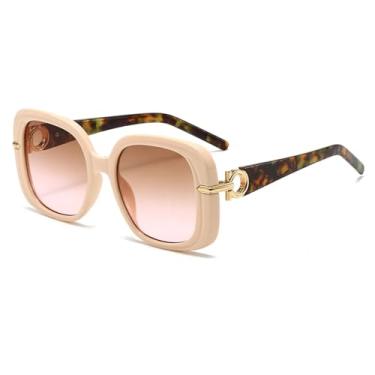 Imagem de HPIRME Óculos de sol femininos da moda, armação grande masculina, proteção e proteção (6164-C5)