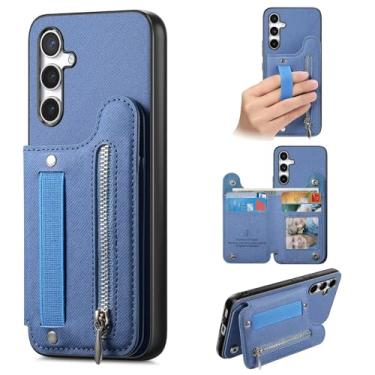 Imagem de Capa tipo carteira para Samsung Galaxy A55 5G com alça para cartão (para Samsung Galaxy A55 5G/Azul)