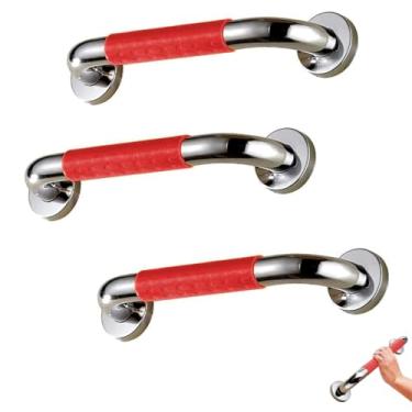 Imagem de Barra de Apoio 40cm Aço Inox Suporte Antiderrapante Kit 3 uni Banheiro Box Idoso Gestante Criança Acessibilidade