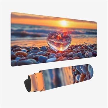 Imagem de Tapete de mesa de pedras preciosas 900 x 400 mm, mouse pad pôr do sol 89,9 x 39,9 cm, à prova d'água, acessórios de mesa de escritório para presentes femininos, tapete de mouse XXL com base de