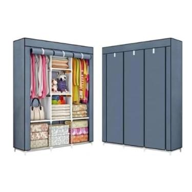 Imagem de Organizador de roupas portátil dobrável de alta capacidade Fácil de montar(Azul)