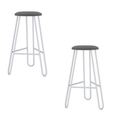 Imagem de Conjunto 2 Banquetas Altas Ginger com Estrutura Branca - Metalig