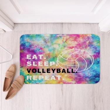 Imagem de Feelyou Tapetes de banheiro de vôlei tie dye tapetes de banho de vôlei para banheiro jogos esportivos tapetes de banho para chuveiro, banheira para crianças, jogos de bola, acessórios de banheiro 51 x