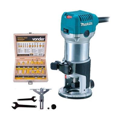Imagem de Tupia Makita Rt0700C 710W 220V + Jogo Fresas Madeira 6Mm 12