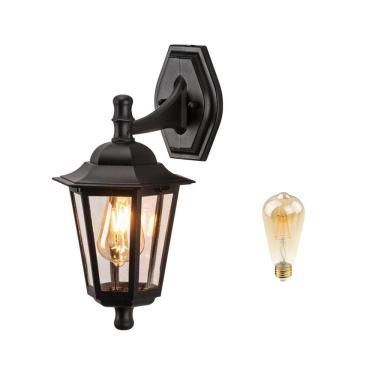 Imagem de Arandela Vintage Externo Preto Lente Transp. Lup40 + Led